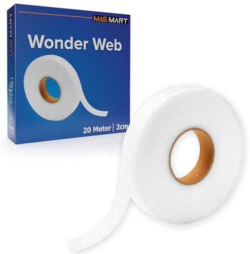 MAS MART Wonder Web I Extra Strong 60GSM I Hemming Tape Iron-On HemTape Perfect For Ironing, Bonding, Fabric Fusing,Trousers, Adhesive Curtains Hardine - No Sewing Required (20m x 2cm)