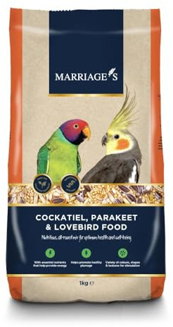 Marriages - Lovebird Food, Cockatiel Seed Mix, Parakeet Bird Seed with Oats, Nyjer Seed and Millet, Wholesome, Packed with Fibre and Protein (1kg) | Bird Seed Mix with Oats, Nyjer Seed, and Millet, Packed with Fibre and Protein