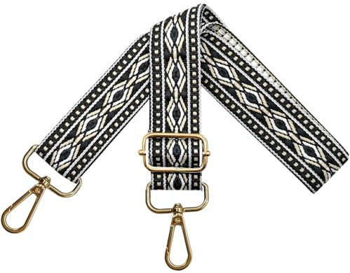 Verstellbarer Schultergurt für Taschen Damen Tragegurt, Taschengurte zum Wechseln, Taschengurt Breit 3.8cm mit Gold Karabiner, Schulterriemen für Schultertasche Handtaschen, Schwarz, N29