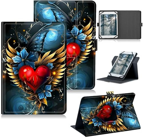 RWUTYTIUL - Funda universal para tablet Alcatel Joy Tab 2 de 8 pulgadas, versión 2020 (modelo: 9032Z), soporte giratorio de 360 grados, funda protectora con soporte de piel sintética con múltiples