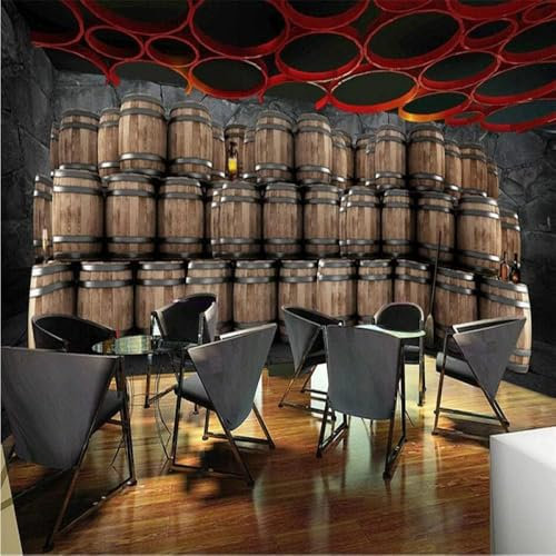 Fasskeller Bier Bar Weinkeller 3D Tapete Poster Restaurant Schlafzimmer Wohnzimmer Sofa TV Dekorative Wand-300cm×210cm