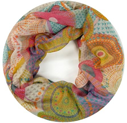 Van Der Rich ® - Loop Schal mit Muster Schlauchschal Halstuch - Damen (2-Rosa)