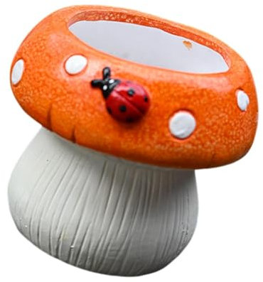 F Fityle 2 pièces Céramique Plant de Pot de Fleurs de champign, Orange