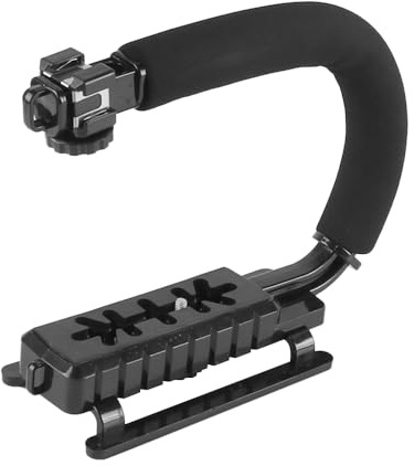 WANGCL Video Action Stabilizing Handle Grip Handheld Stabilizer with 3 Hot Shoe Video Recording Stabilizer with Anti-Slip Foam Grip for All DSLR Camera DV Camera