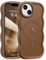 Pepmune Magnetic for iPhone 15 Plus/14 Plus Case [Compatible with Magsafe] Translucent Matte Cute Curly Wave Frame Phone Case,Soft TPU Bumper Slim Fit Shockproof Protective Cover for Men Women-Gold