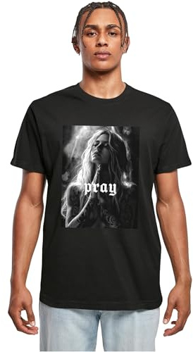 Mister Tee Herren T-Shirt Praying Girl Tee, lässiges Herren T-Shirt mit Frontprint, 100% Baumwolle, Größen XS - 5XL