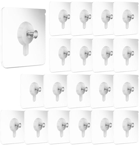 40 Pack Heavy Duty Adhesive Wall Hooks Damage Free Picture Hangers for Paintings, Clocks, Photos & Frames Multi Surface Removable Command for Tile/Wood Walls (No Nails, 40 Hooks)