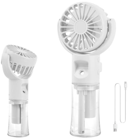 Ventilateur Portable, Ventilateur de Poche USB Rechargeable, 4 Vitesses, avec réservoir d'eau de 20ml, Portatif USB mini Fan Pour Bureau, Extérieur, Voyage