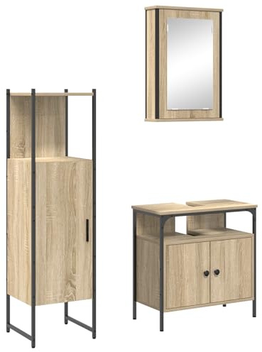 vidaXL Sonoma 3-Piece Bathroom Furniture Set Oak Wood Material