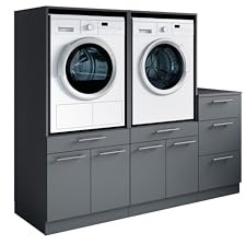 Laundreezy Waschraum Komplett-Set Modulares Schranksystem Anthrazit | 186 x 162 x 68 cm (B/H/T), Softclose, mit viel Stauraum, für Hauswirtschaftsraum, Waschküche, Keller, Bad