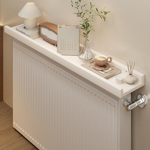 MDF Verkleidung Heizung, Heizungsverkleidung, Wandregal, Erhöhte Kanten Zum Schutz Vor Stürzen, für Zuhause, Wohnzimmer, Schlafzimmer, Flur, Tragkraft 25 Kg(White,90 * 12cm/35 * 5in)