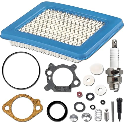 Qiuwanzia 498260 Dichtungssatz für Vergaserüberholung für BS | 12B800, 12C700, 12C800, 12A800, 398183, 490937, 492495, 493762, 498261 mit 491588 Luftfilter, Zündkerze