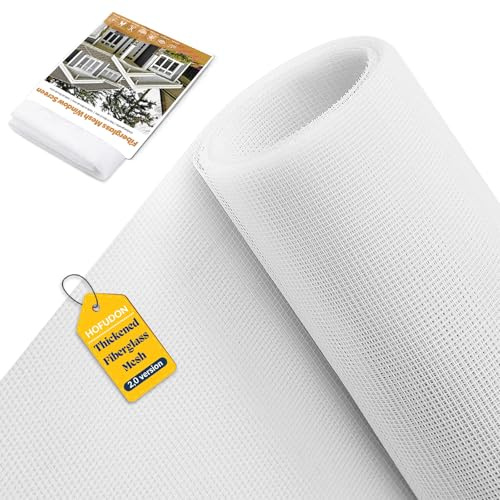 HOFUDON Upgrades Fliegengitter Meterware 120x250 cm, Fiberglas Fliegennetz | Stabil & Reißfest, Zuschneidbares Fliegennetz, UV-Beständig, Ersatz Fliegengitter für Balkontür, Fenster - Weiß