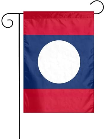 Drapeau du Laos imprimé drapeaux de jardin pour décoration extérieure, petit drapeau de cour saisonnier hiver Noël vacances décoration extérieure