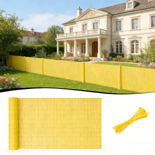 Ferzone Canisse PVC 80x300cm Brise Vue, Canisse PVC Corrosion et Aux Intempéries, Brise Vue Balcon Renforcement, Canisses Anti-moisissure Résistant aux UV, Intimité pour Jardin Terrasse(Bambou)