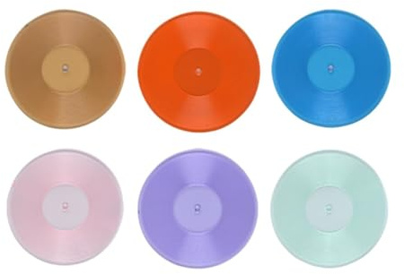 Amagogo 6 Stück 1:6 Miniatur-Schallplatten-Modelle, Vinyl-Schallplattenspieler, Dekorations-Displays, Puppenhauszubehör für Zuhause, Schreibtisch, Wohnzimmer, mit Braun