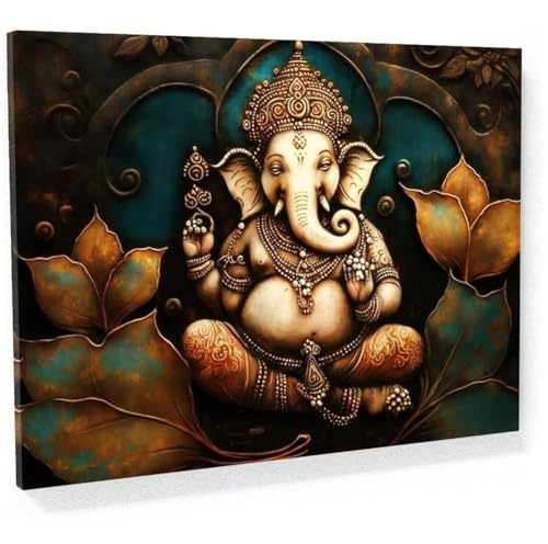 AIHNBF Ganesha Wandbild Spirituelle Hindu Gottheit Leinwanddruck Heilige Elefantengott Kunst Meditation Wanddeko für Wohnzimmer Schlafzimmer und Yoga Raum Wandgestaltung 30x45cm