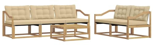 vidaXL Outdoor-Sofagarnitur 6 pcs Weiß und Beige 79 x 79 x 37 cm, Garten-Sofa, modernes Ecksofa, Robustes Loungemöbel, stilvolle Terrasse, Bequeme Sitzgruppe