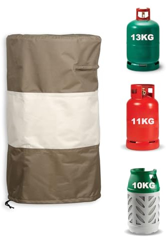 Heavy Duty Propane Tank Cover with Zipper for Hose Access, Waterproof Gas Bottle Cover with Drawstring, Full Protection Oxford Cloth Gas Tank Shield for Outdoor BBQ & Garden(D33 x H60 cm)