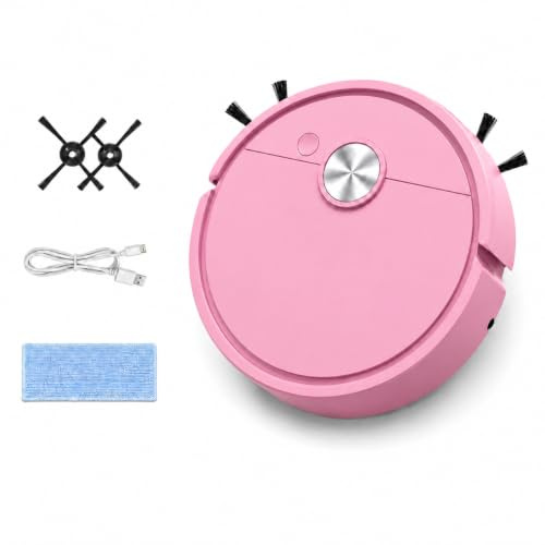 Mini robot aspirador, mini aspirador robot, pequeño robot aspirador, robot aspirador para coche, 3 en 1 aspirar limpiar barrido, recargable con giros en obstáculos para limpieza de suelos pequeños