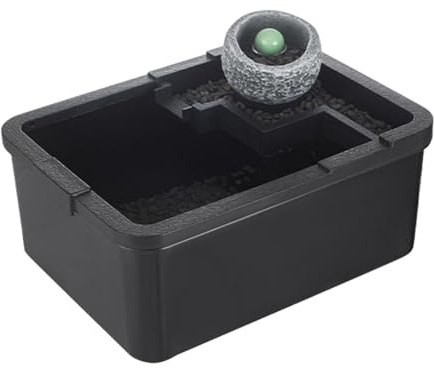 ZGUZMCMK Desktop Aquarium Tank Mini Desktop Aquarium Zylinder Fischbehälter mit Wasserfall Auslass Filtrationssystem Und Integriertem Blumentopf Aus Robustem P, Schwarz