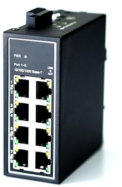 WIWAV WDH-8GT-DC Commutateurs Ethernet industriels Gigabit 8 Ports Non gérés 10/100/1000 Mbps avec Rail DIN/Montage Mural (Authentification UL, sans Ventilateur, -30°C ~ 75°C)