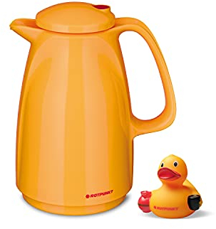 ROTPUNKT Isolierkanne 225 Bella 0,5 l | Zweifunktions-Drehverschluss | BPA-frei - gesundes Trinken | Made in Germany | Warm + Kalthaltung | Glaseinsatz (rubberduck)