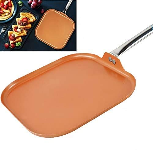 28CM Grill Frying PAN Copper BBQ Non Stick Aluminium Induction Kitchen Ceramic