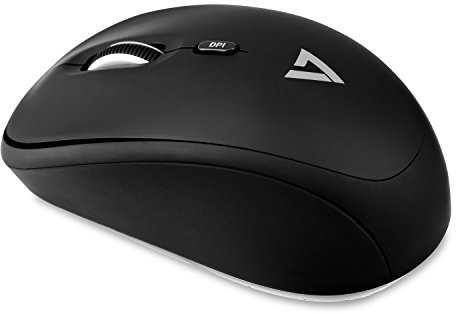 V7 MW100-1E Wireless Optical Mouse with 4 Buttons and Adjustable DPI - Black