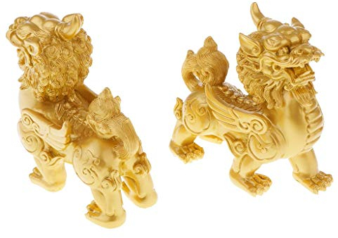 Tubayia 2 Stück Chinesische Pixiu Feng Shui Maskottchen Tischdeko Dekofigur für Haus Büro Dekoration