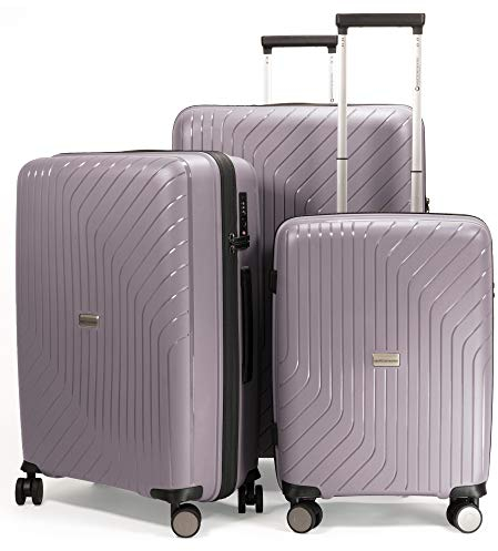 Hauptstadtkoffer- TXL - 3er Set Hartschalengepäck, leichte Trolleys, Kofferset (Handgepäck + mittelgroßer Koffer + großer Reisekoffer) aus robustem Polypropylen, Vintage Silber