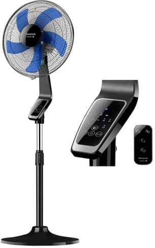 Taurus -Ventilador Boreal 16CR Digital 50W, 3 velocidades, Diámetro 40cm, Altura, oscilación e inclinación regolables, Auto off, Mando y panel de control digital, Base antideslizante, Silencioso