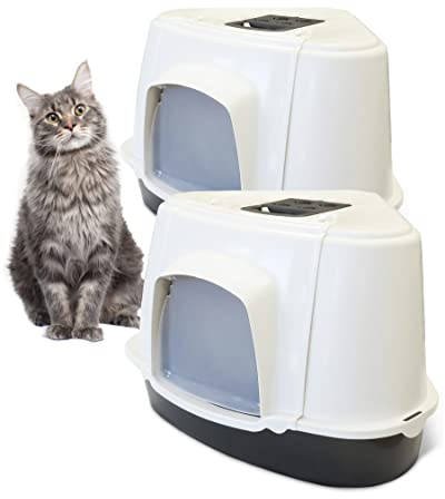 PETGARD 2er-XXL Katzen-Klo Orlando Corner mit Matte - Tier-Toilette - Hauben-Toilette - Haustier-Klo - Katzen-Toilette für große Katzenrassen - 70x57x46 cm