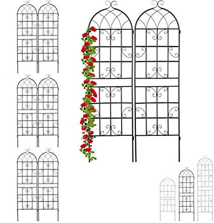 Relaxdays 8 x Rankgitter Metall, zum Stecken, Rankhilfe für Kletterpflanzen, Blumengitter 180 x 50 cm, Spalier Garten, schwarz