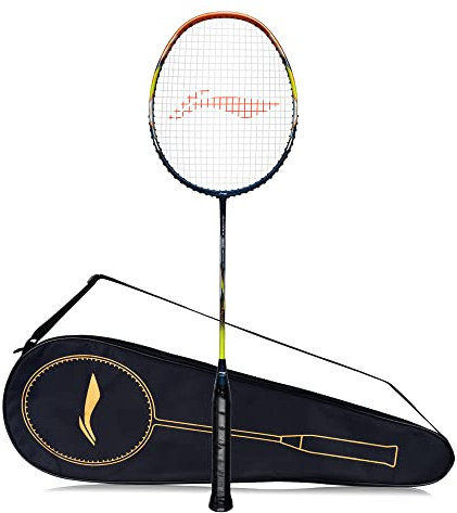 Li-Ning G-Force Superlite 3900 Carbon Fiber Unstrung Badminton Racket with Full Cover (Black/Gold), G4