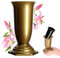 Kadax Vaso per Tombe, Plastica per Fiori, Resistente al Gelo e al Tempo, Plug-in per Cimitero (15 cm, Oro)