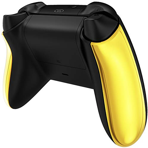 eXtremeRate Griffteile Hülle für Xbox Series X & S Controller, DIY-Glossy Grips Case Gehäuse Seitliche Shell Cover Ersatzteile für Xbox Core Controller Model 1914-Chrome Gold
