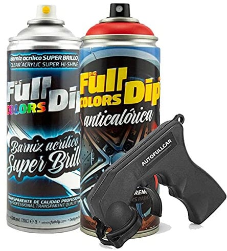 AutoFullCar - Pintura ANTICALÓRICA Acrílica Brillo Full Dip para Pinzas DE Freno - 2 x Spray 400 ml (Rojo Brillo)