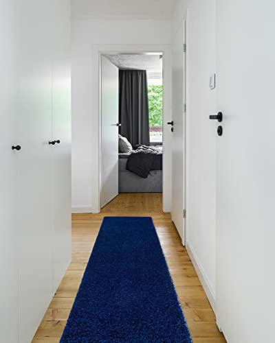 rugsx Teppich, Läufer SOFFI Shaggy 5cm; in die Küche, Halle, Korridor, dunkelblau 60x200 cm