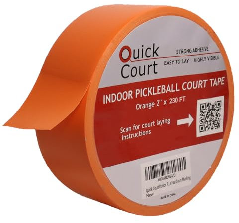 Quick Court Pickleball-Court-Klebeband für den Innenbereich, das komplette Pickleball-Court-Markierungs-Set, 5,1 x 60 m, Pickleball-Court-Markierungsband mit Anleitung (evtl. nicht in deutscher