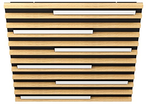 EGLO LED Deckenlampe Marreira, dimmbare Deckenleuchte für Wohnzimmer und Flur , Deckenbeleuchtung aus Holz und schwarzem Metall, Wohnzimmerlampe warmweiß, 57,5 cm