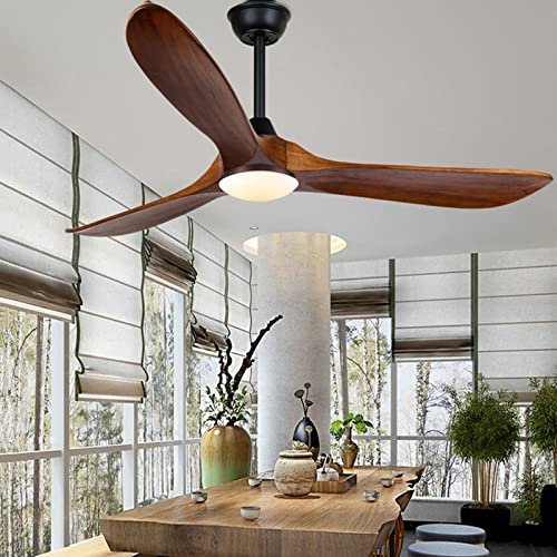 XSGDMN Deckenventilator im Freien mit Licht und Fernbedienung, deckenventilator holz, 132cm 6 Geschwindigkeit Energiespar Super Leise, für Terrasse, Nebengebäude, Veranda, Pavillon, Garage