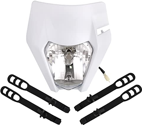 JFG RACING Motorrad Scheinwerfer Verkleidungsmaske Tagfahrscheinwerfer für EXC EXCF XC XCF XCW XCFW SX SXF SXS SMR 125 250 350 450 500 505 520 530 Dirt Bike Motocross Enduro Supermoto-Weiß