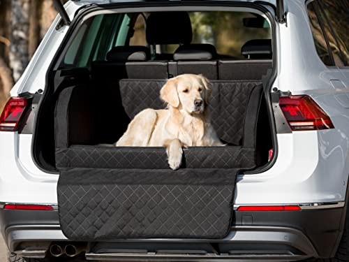 PillowPrim Hundeautositz, Hundedecke Auto Vordersitz/Rückbank, Transportbox Katze, Hundebox, Hundekorb, Hundegeschirr, Hundebett, Hundekörbchen (Schwarz Oxford, (1) 70x92x39 cm)