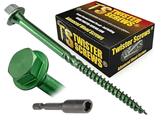 Twister Screws Hex Head Timber Screw | 6.7 x 150mm | Green | Box of 50 | Double-Threaded, Hardened Carbon Steel, Multipurpose, Ruspert Corrosion protection, Type 17 Ultra Sharp Grab Point