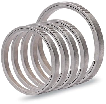 TIKIDESIGN Titan Schlüsselringe,30/25mm Schlüsselring mit Seitlich Drückender Design,Titan Flachen Schlüsselanhänger Ringe,Titan Spaltringe für Auto Haus Schlüssel Zubehör (1L+4M sandgestrahlt)