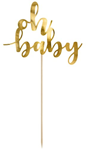 Cake Topper Baby 'Oh Baby' Gold Kuchenstecker Baby Made in EU Kuchenaufsatz Deko Kuchen Muffin Cupcake Babyparty Baby Shower Tortenstecker Oh Baby