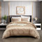 Tospass Sommer Satin Bettwäsche 135x200 cm 4 Teilig Khaki Glatt Glanzsatin Seide Bettwäsche Set Luxus Deckenbezug Einfarbig Glänzend Gestreift Bettbezug mit Reißverschluss 2 Kissenbezug 80x80cm