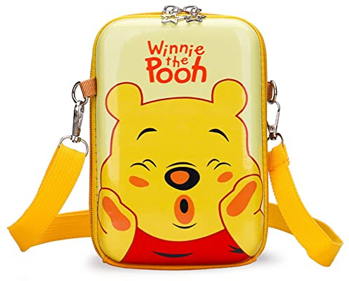 Petit Sac Bandouliere Winnie L'ourson,Wopin- Petit Sac a Main Winnie L'ourson,Porte Monnaie Petite Fille,Sac Winnie L'ourson pour le Shopping,les Voyages(Jaune)