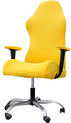 YOPOIY Jacquard Gaming Stuhl bezug für Erwachsene Video abnehmbar Gaming Stuhlhussen Waschbarer Rennsport Computerstuhl Sitzbezug Möbelschutz -Gelb